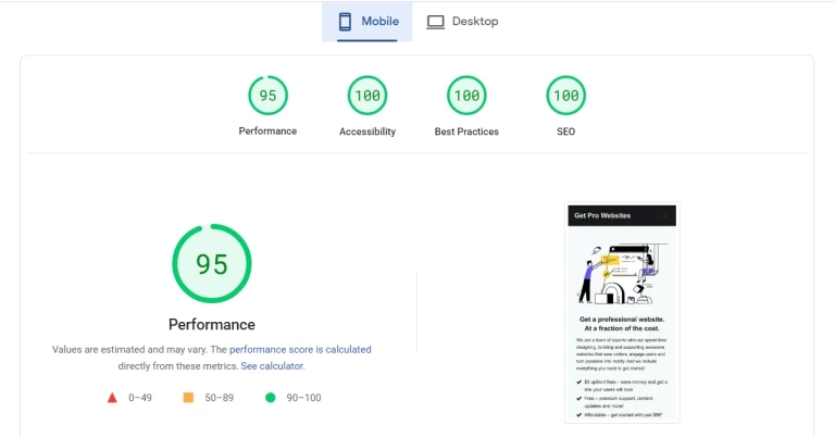 Google Pagespeed Get Pro Websites